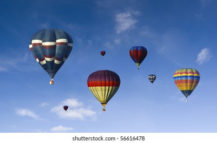 A Lot Of Hot Air Baloons With Blue Sky Background