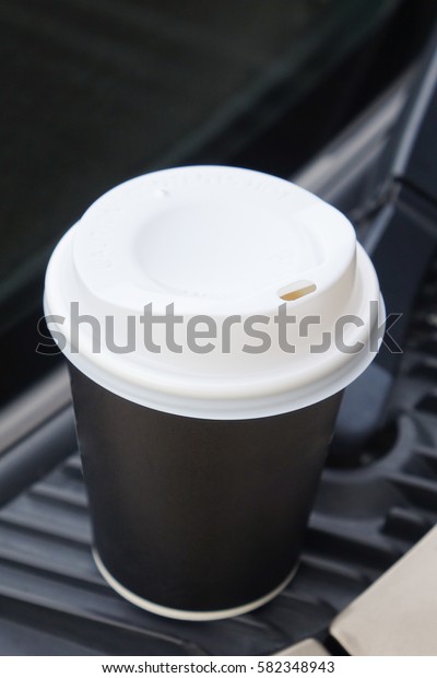 Hot Americano coffee in\
take away cup