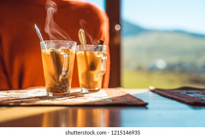 Hot Apple Cider With Woman In The Background