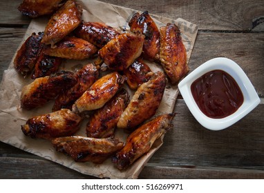 Hot Bbq Chicken Wings On Oven Tray