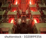 Hot billet (bloom) continuous casting, strand casting. Metallurgical production.