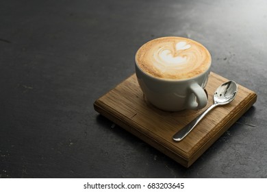 Hot cappuccino coffee in morning time 