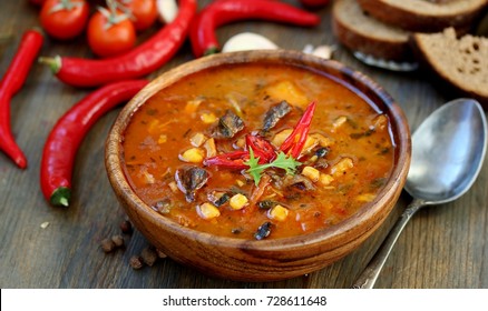 Hot Chili Soup. Latin American Cuisine.