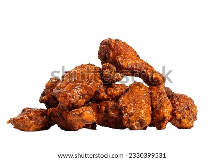 Hot chipotle Chicken Wings on white background