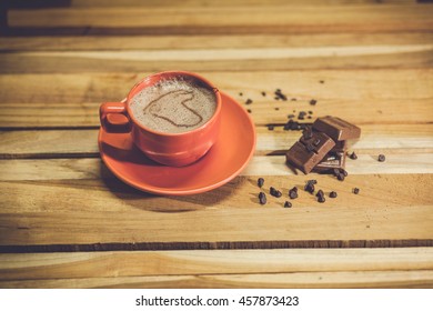 hot chocolate drink on table - Shutterstock ID 457873423