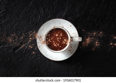 Hot Chocolate With Ground Cocoa Powder, Overhead Shot