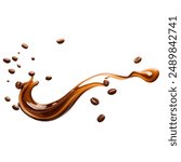 Hot Chocolate Splashing in Curve shape 3d render for advertising