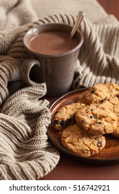 Hot Chocolate Warming Drink Wool Throw Cozy Autumn Cookies