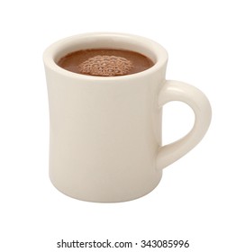 Hot Chocolate in a white ceramic mug. The image is a cut out, isolated on a white background, with a clipping path.