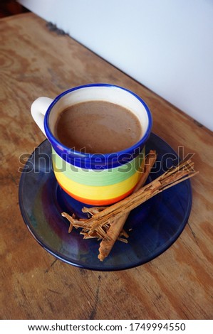Hot coco in a colofull cup