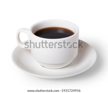hot coffee in white cup isolated with clipping path on white background