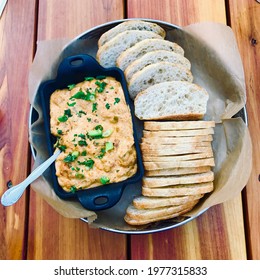 Hot Crab Dip With Sliced Baguette Bread