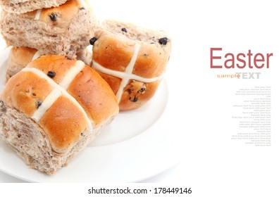 Hot Cross buns isolated on white background 