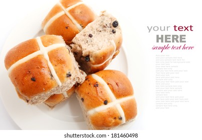 Hot Cross buns isolated on white background 