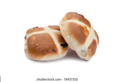 Hot Cross Buns On A White Background