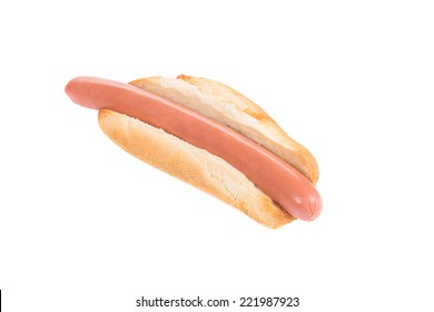 Hot Dog Bread And Sausage Roll. Isolated On A White Background. 