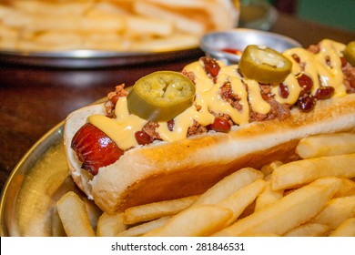 Hot Dog With Cheese And Hot Spice