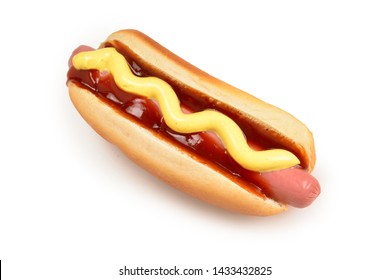 Hot dog isolated on white background. Copy space.