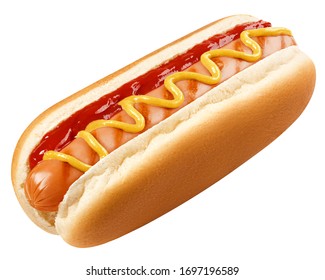 HOT DOG isolated on white background, clipping path, full depth of field - Shutterstock ID 1697196589