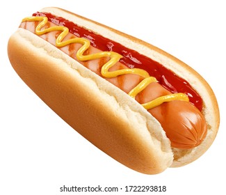 HOT DOG isolated on white background, clipping path, full depth of field - Shutterstock ID 1722293818