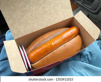 Hot Dog And Ketchup Packets In A Box.