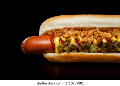 Hot Dog On Black Background