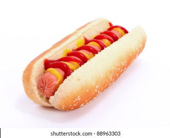 Hot Dog Over White Background