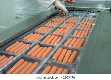 Hot Dog Weenies In Factory