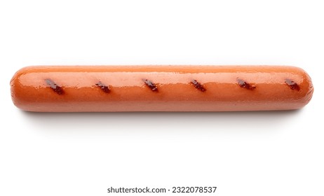 Hot Dog wiener or frankfurter. Classic pork or beef sausage, wiener or frankfurter for Hot Dogs. Traditional American US or USA fast food. Grilled Hot Dog on July 4th Independence Day United States - Powered by Shutterstock