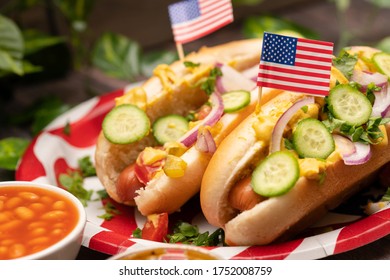 Hot dogs and baked bean for the 4th of July holiday picnic - Powered by Shutterstock