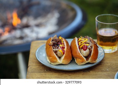 Hot dogs by the fire