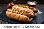 Hot Dogs: Grilled or boiled sausages served in a bun, often topped with mustard, ketchup, onions, and relish, a popular American street food