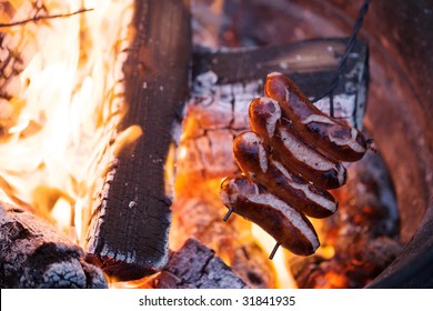 Hot Dogs On Campfire