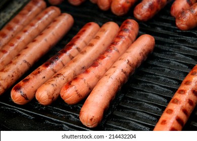 Hot Dogs On A Grill Barbeque