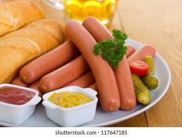 Hot Dogs On A Plate