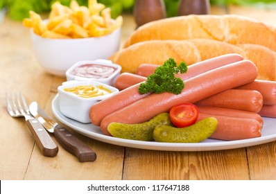 Hot Dogs On A Plate