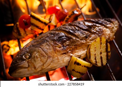 Hot Fish On A Grilling Pan