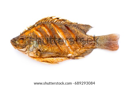 hot fried fish isolated on white background