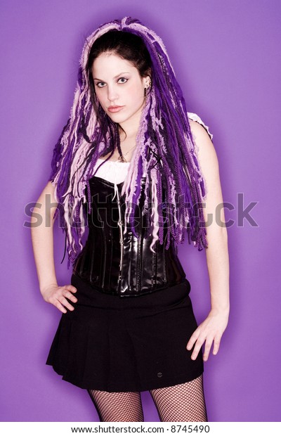 Hot Girl Purple Hair Royalty Free Stock Image