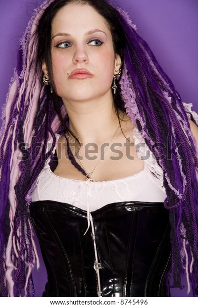 Hot Girl Purple Hair Transportation People Stock Image