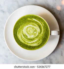 Hot Green Tea Matcha Latte In A Cup
