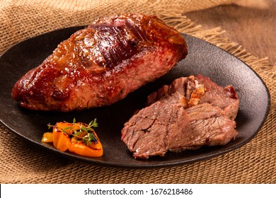 Hot Grilled Whole Tri-tip Steak Or Rump Skirt On A Plate