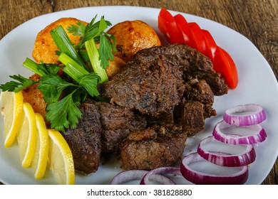 Hot Juicy Grilled Liver With Potato