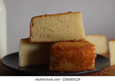 Hot Milk Cake. Traditional Milk Sponge Cake Made Of Batter Prepared By Beating Eggs Until Thick And Foamy And Finishing It With Addition Of Hot Milk In To The Batter. Good As Base Cake For Decoration