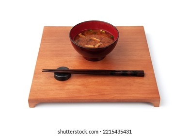 Hot Miso Soup Isolated On White Background