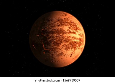 Hot Orange Exoplanet In Deep Space. Elements Of This Image Furnished By NASA