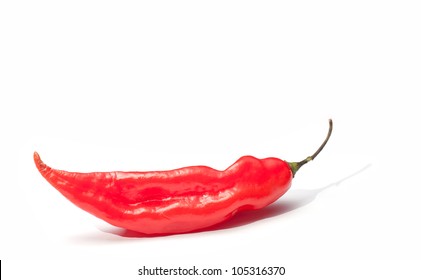 Hot Pepper, Peruvian Pepper Called: Aji Limo Isolated Over White Background