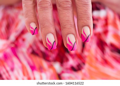 Hot Pink Nail Art Design