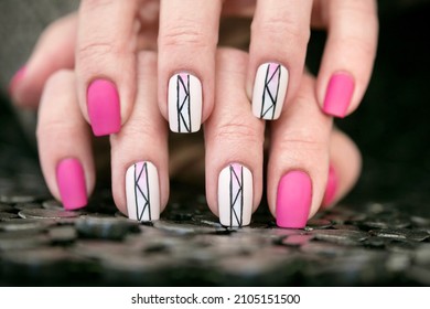 Hot Pink Nail Art Design