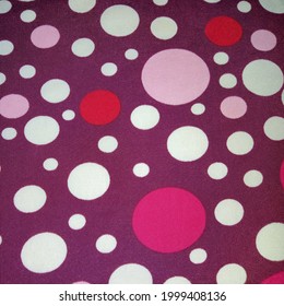 Hot Pink Polka Dot Fabric Printed Satin